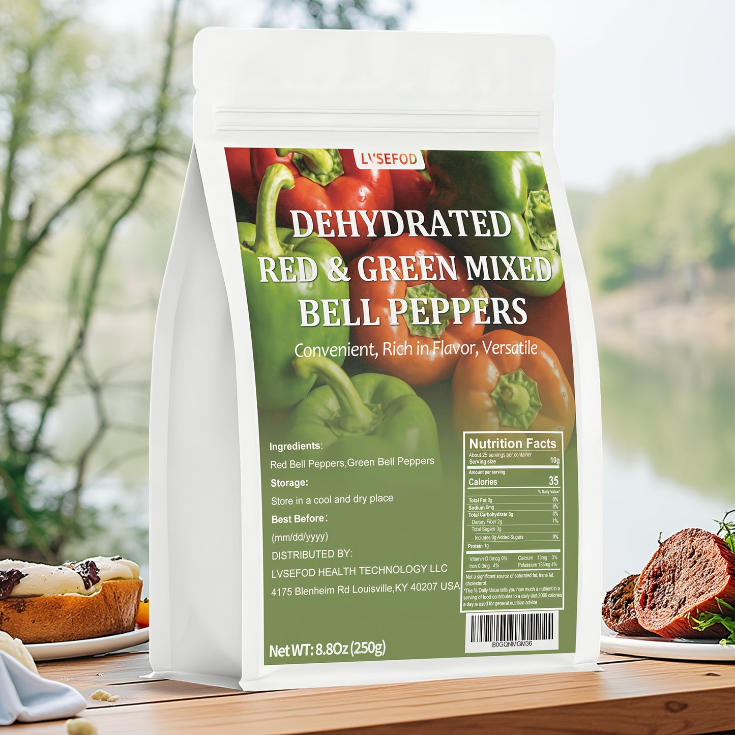 LVSEFOD Dry Bell Pepper Blend Spice, 8.8 Oz Naturally Dehydrated Red & Green Flakes, Vegetable Flavor Booster with Sweetness for Home Cooking, Noodle Dishes, Youth (Vegetarian)