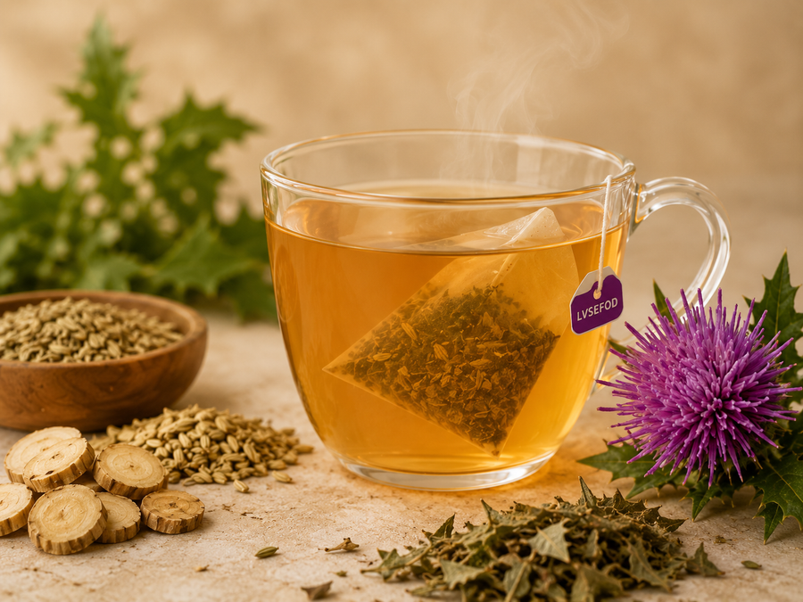 LVSEFOD golden herbal tea lifestyle image