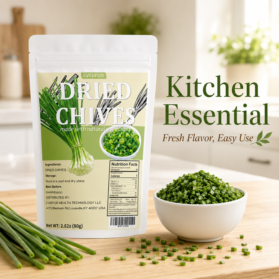 LVSEFOD Premium Dried Chives Spice - Naturally Dehydrated, Moisture-Resistant Sealed Bags, Flavor-Boosting Seasoning for Quick Meals, Daily Cooking, Egg Dishes, Ramen, Vegetable Soup, Outdoor Camping, Finishing Touch Tip: Keep in a Cool and Dry Place, Ble