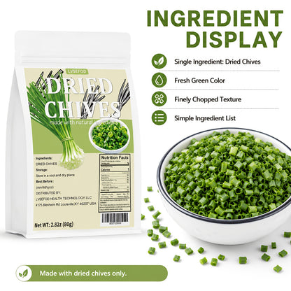 LVSEFOD Premium Dried Chives Spice - Naturally Dehydrated, Moisture-Resistant Sealed Bags, Flavor-Boosting Seasoning for Quick Meals, Daily Cooking, Egg Dishes, Ramen, Vegetable Soup, Outdoor Camping, Finishing Touch Tip: Keep in a Cool and Dry Place, Ble