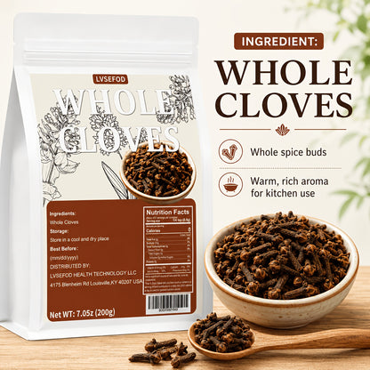 LVSEFOD Whole Cloves, 7.05 oz / 200g, Whole Clove Spice Buds, Aromatic Kitchen Spice for Cooking, Baking, Tea, Curry, Marinades, Stews and Desserts