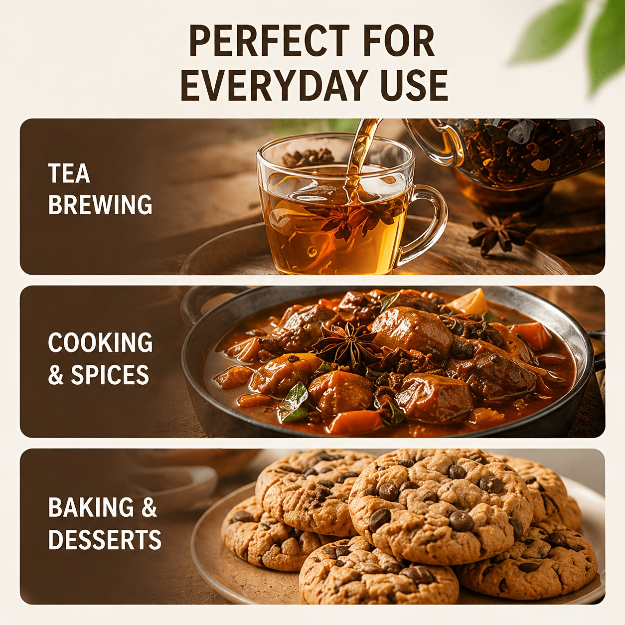 LVSEFOD Spice Combo Set, Cinnamon Sticks, Whole Cloves & Star Anise, 3 Pack, 2.82 oz Each, Total 8.46 oz, Whole Spices for Cooking, Baking, Tea, Beverages, Curry, Stews and Marinades