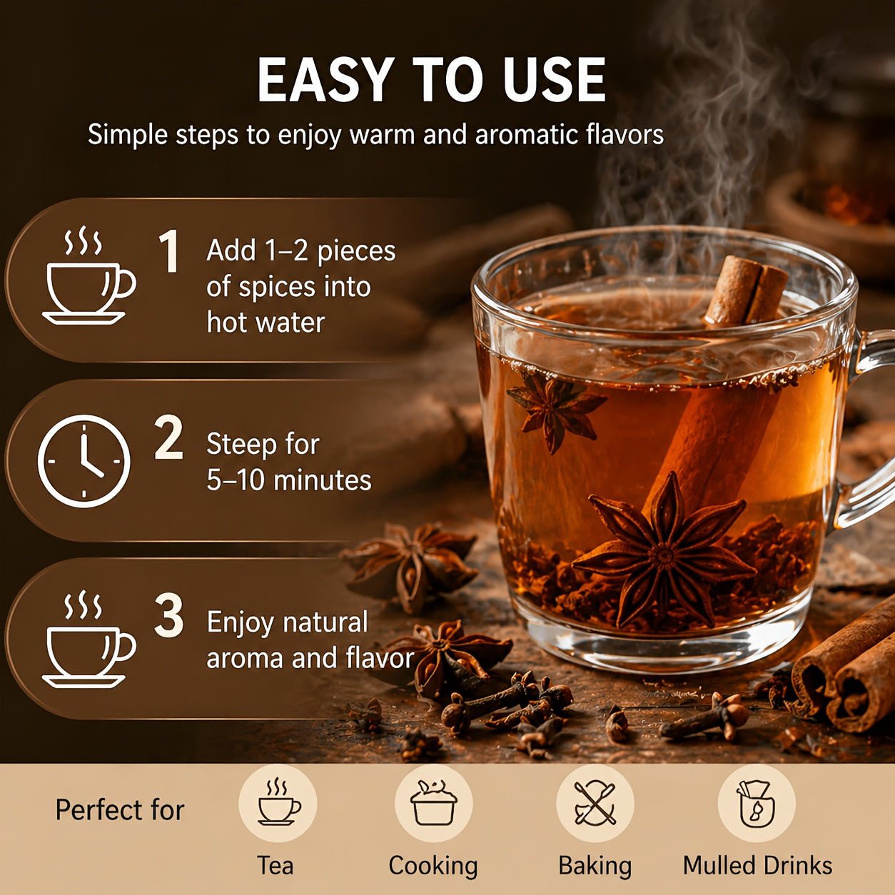 LVSEFOD Spice Combo Set, Cinnamon Sticks, Whole Cloves & Star Anise, 3 Pack, 2.82 oz Each, Total 8.46 oz, Whole Spices for Cooking, Baking, Tea, Beverages, Curry, Stews and Marinades