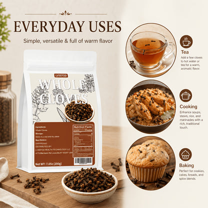 LVSEFOD Whole Cloves, 7.05 oz / 200g, Whole Clove Spice Buds, Aromatic Kitchen Spice for Cooking, Baking, Tea, Curry, Marinades, Stews and Desserts