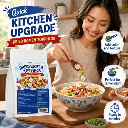 LVSEFOD Dried Ramen Topping Pantry Pack, 7.05oz/200g Seafood Mix with 10 Ingredients - Shrimp, Crab Sticks, Naruto Rolls, Vegetables - Ready to Top Noodles, Soup