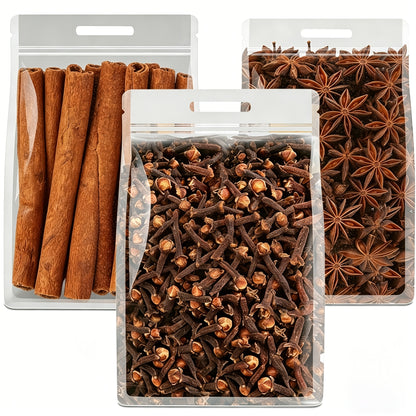 LVSEFOD Spice Combo Set, Cinnamon Sticks, Whole Cloves & Star Anise, 3 Pack, 2.82 oz Each, Total 8.46 oz, Whole Spices for Cooking, Baking, Tea, Beverages, Curry, Stews and Marinades